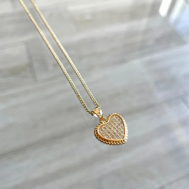 Ladies necklaces heart motifs-Pave Heart Necklace