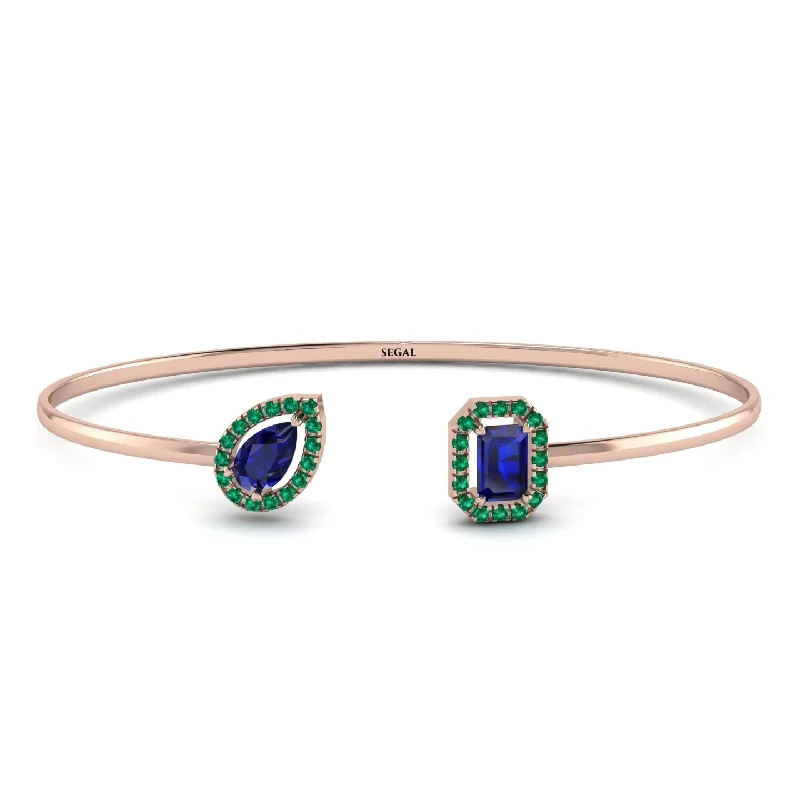 Ladies bracelets proposal surprises-Geometric Pearl And Emerald Sapphire Bracelet - Catherine No. 29