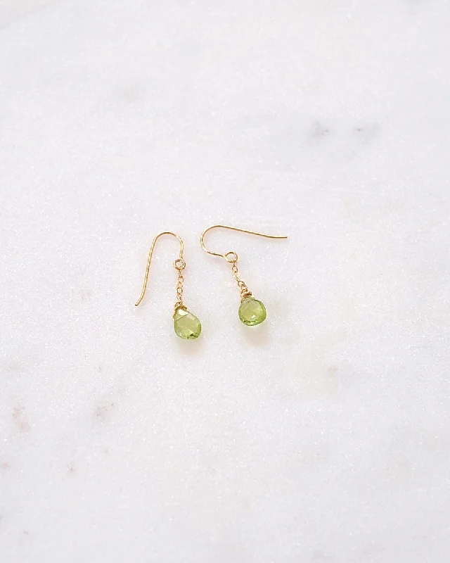 Ladies earrings custom options-Peridot Simple Drop Earrings