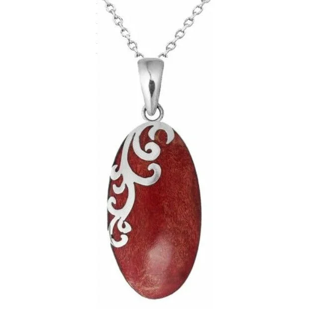 Ladies necklaces ethnic patterns-Scroll Coral Necklace