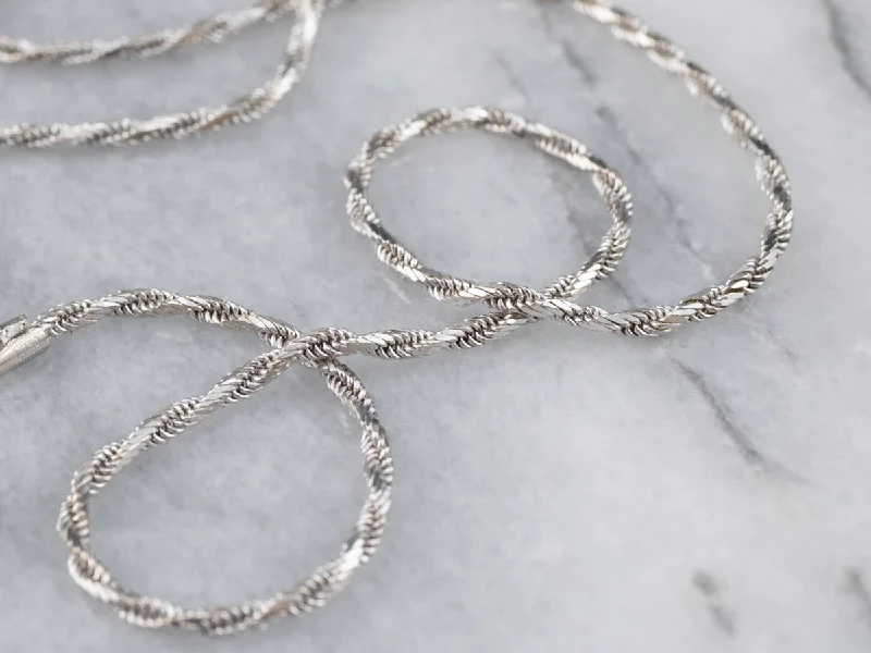 Ladies necklaces limited editions-Fancy Twist White Gold Chain Necklace