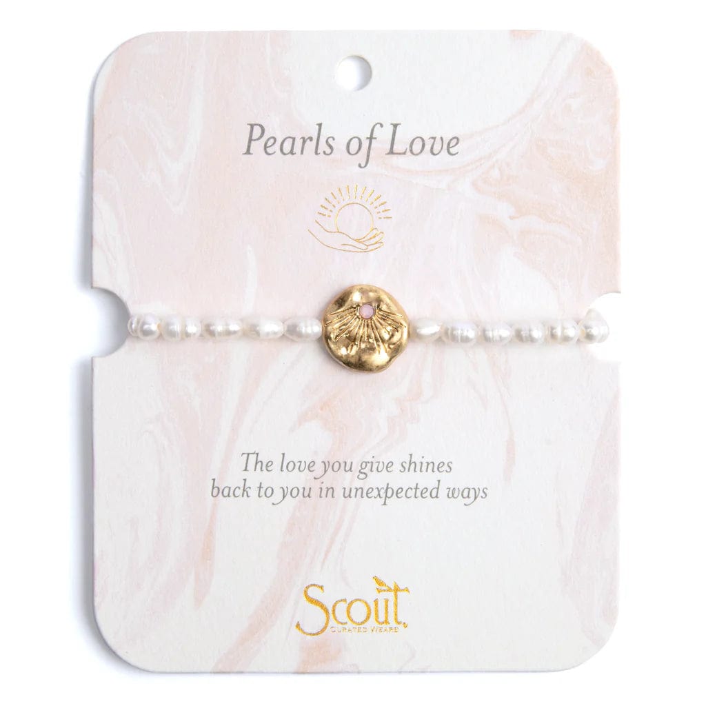 Ladies bracelets synthetic jewels-Pearls of Love Affirmation Bracelet in Gold