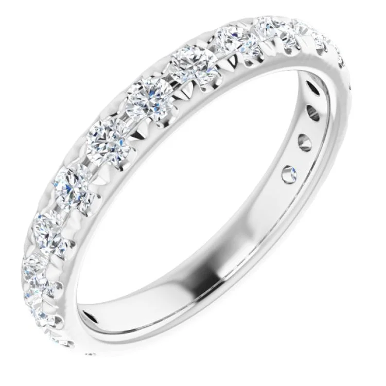 Ladies rings ruby gems-Platinum 1 CTW Natural Diamond French-Set Anniversary Band