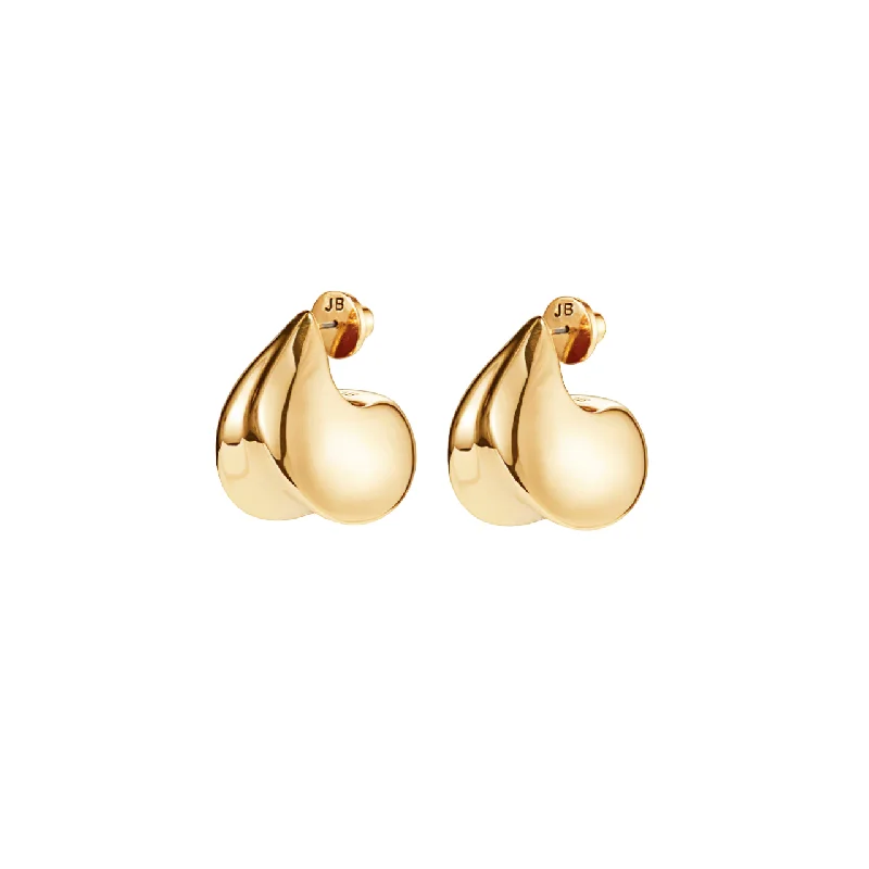 Ladies earrings stud designs-Nouveau Puff Earrings - Gold