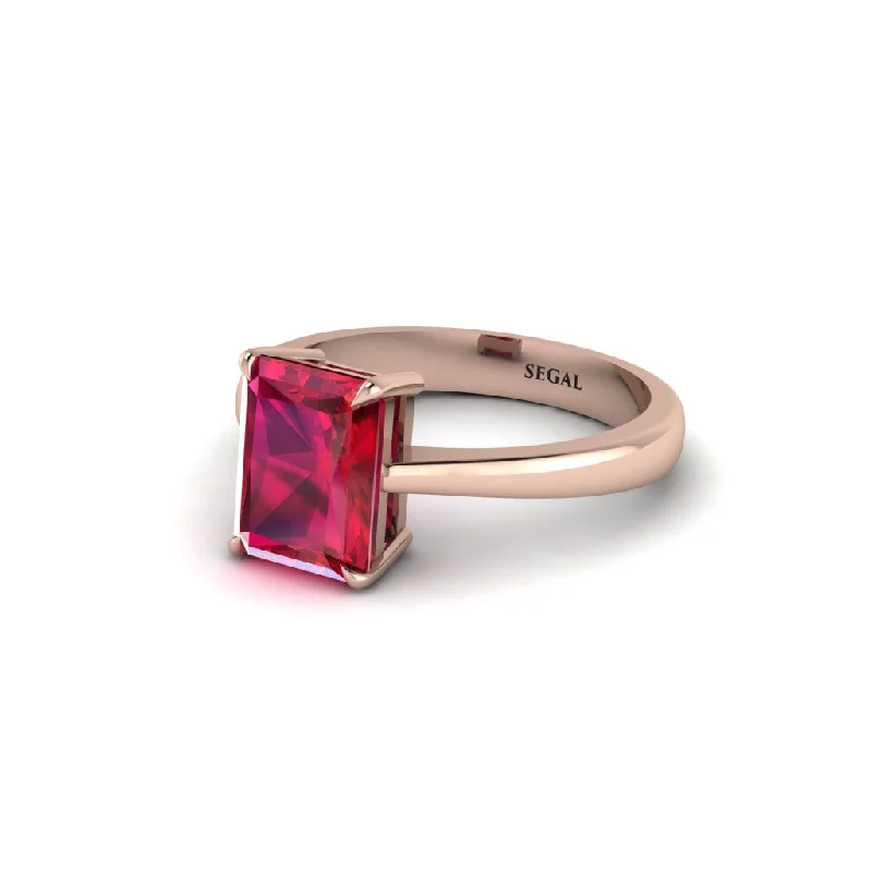 Ladies engagement rings limited editions-Emerald Cut Ruby 14K Gold Engagement Ring - Heidi No. 11