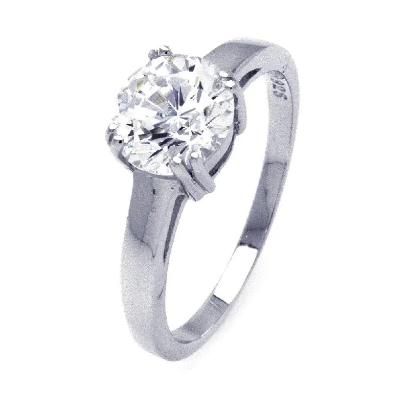 Ladies rings gold-plated-Silver 925 Rhodium Plated CZ Solitaire Ring - STR00790