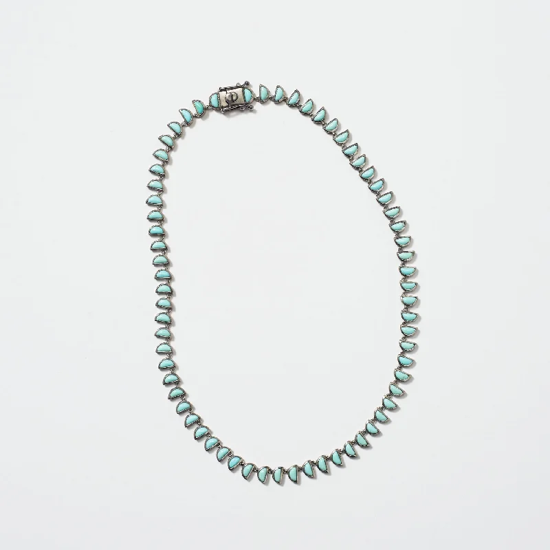 Ladies necklaces youthful charm-Small Turquoise Worm Riviere Necklace