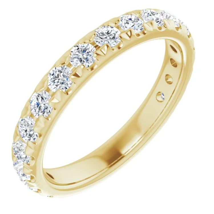 Ladies rings Christmas designs-14K Yellow 1 CTW Natural Diamond French-Set Anniversary Band