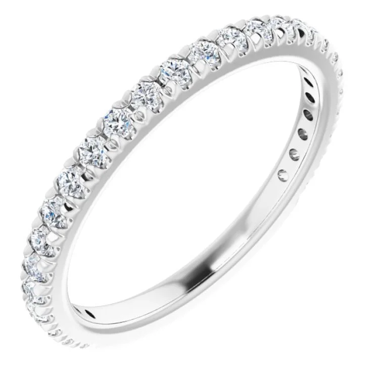 Ladies rings office styles-Platinum 3/8 CTW Natural Diamond French-Set Anniversary Band