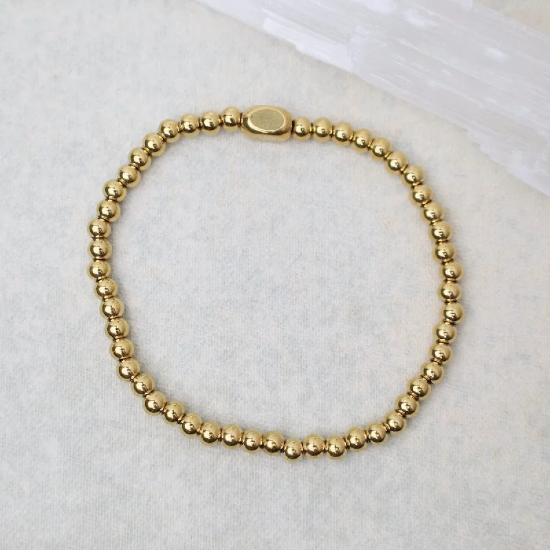 Ladies bracelets punk vibes-4mm Plain Ball Bracelet in Gold Plated Stainless Steel