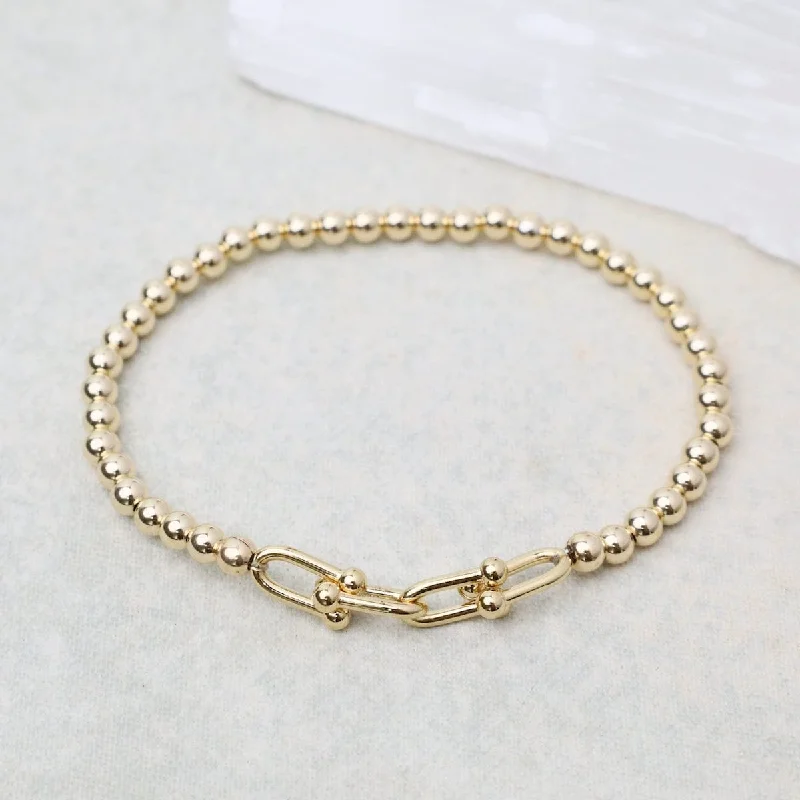 Ladies bracelets customer reviews-Small Chunky Paperclip and 4mm Gold Filled Ball Bracelet