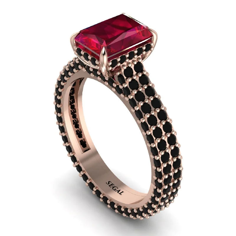 Ladies engagement rings budget picks-Radiant Cut Ruby Pave Engagement Ring - Kenzie No. 41