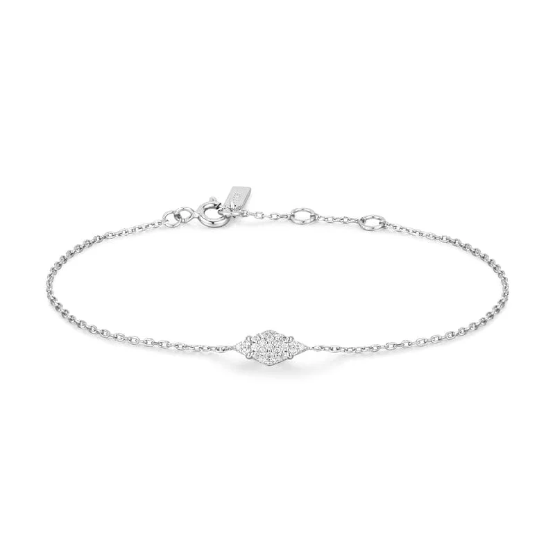 Ladies bracelets matching sets-Silver Pave Sparkle Bracelet