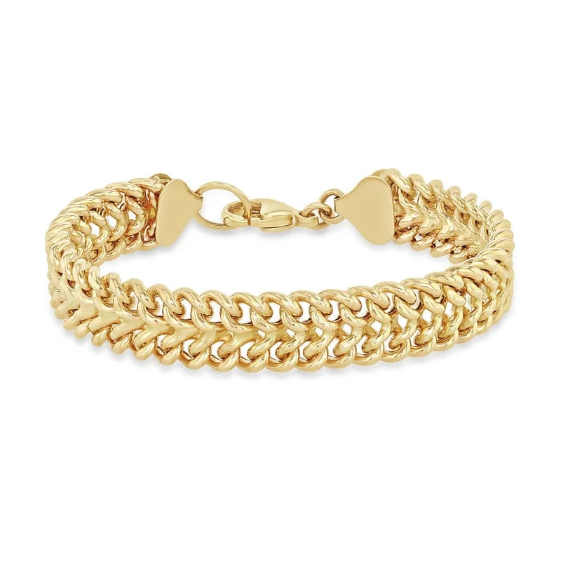 Ladies bracelets viral picks-14k Gold Double Wide Curb Chain Bracelet 7" Length