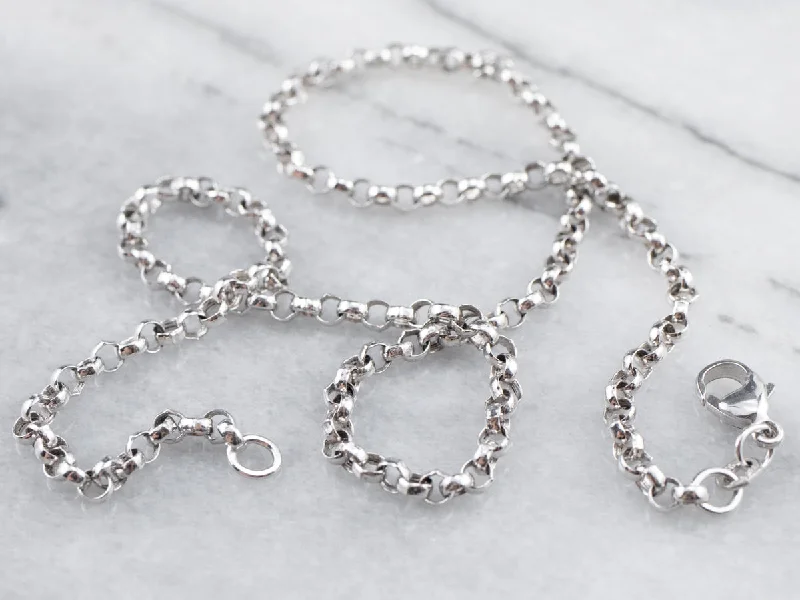 Ladies necklaces subtle luxury-White Gold Rolo Chain Necklace