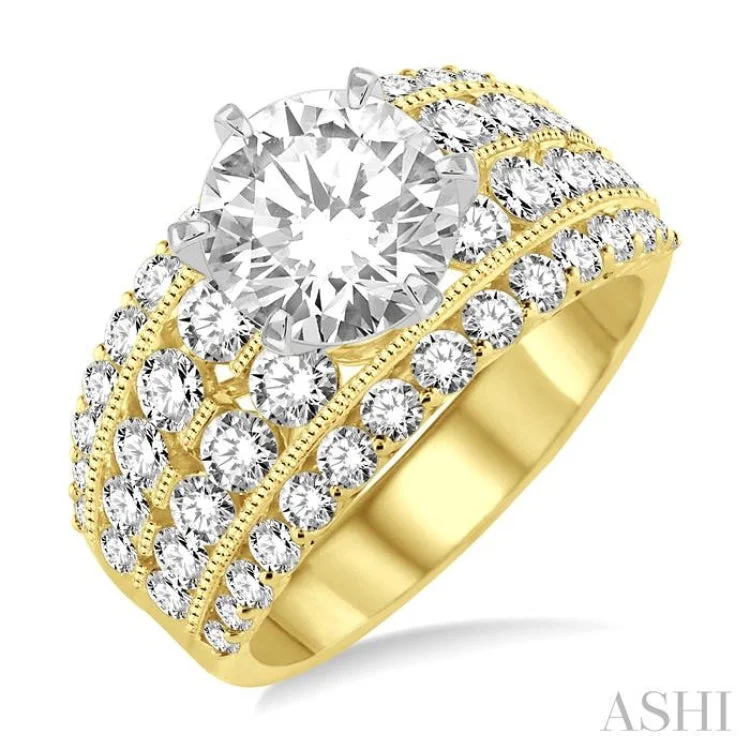 Ladies engagement rings investment value-2 1/10 Ctw Diamond Semi-Mount Engagement Ring in 14K Yellow and White Gold