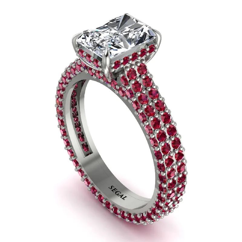 Ladies engagement rings romantic picks-Radiant Cut Diamond Pave Engagement Ring - Kenzie No. 48