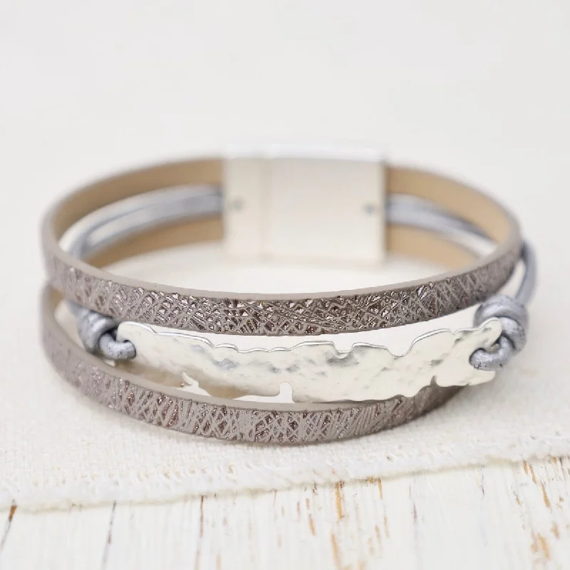 Ladies bracelets subtle luxury-Matte Silver Metallic Grey Bracelet