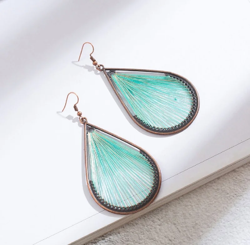 Ladies earrings budget picks-Turquoise Stringed Teardrop Earrings