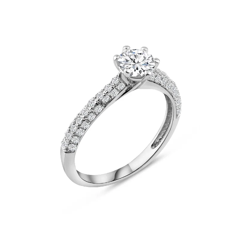 Ladies rings elegant looks-Silver 925 Rhodium Plated Micro Pave CZ Ring - ACR00038