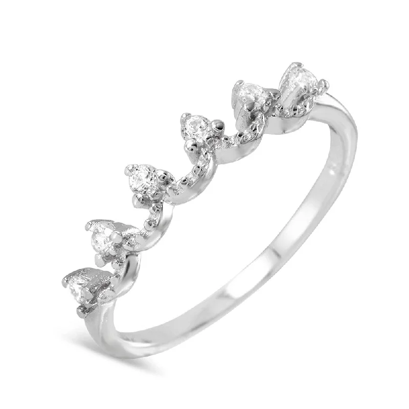 Ladies rings standout pieces-Silver 925 Rhodium Plated Open Adjustable CZ Ring - BGR00961