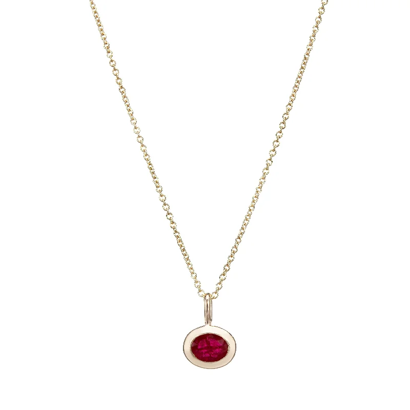 Ladies necklaces anniversary picks-Oval Stone Pendant Necklace