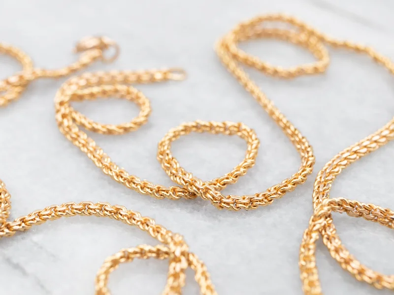 Ladies necklaces proposal surprises-Woven 18-Karat Yellow Gold Chain Necklace with Spring Ring Clasp