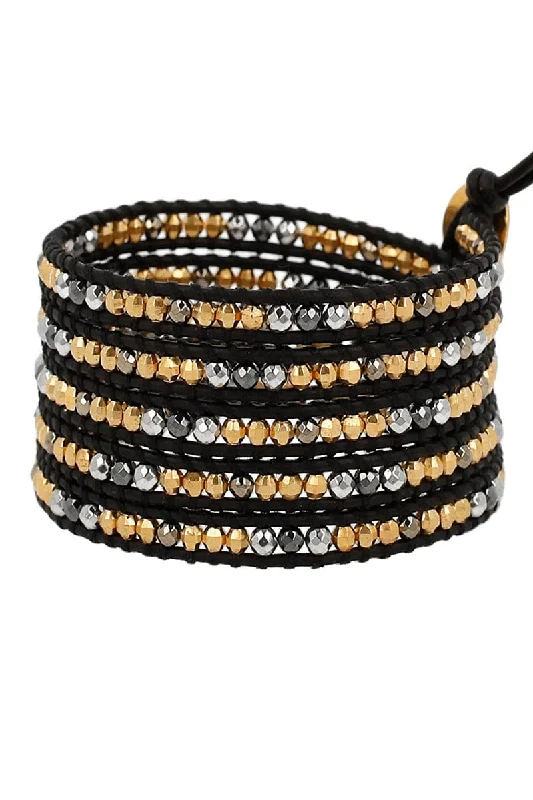 Ladies bracelets European flair-Mixed Metal and Hematite Five Wrap Bracelet