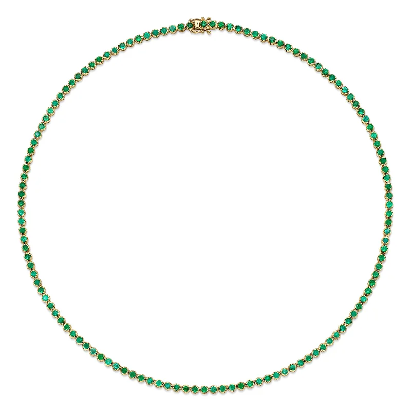 Ladies necklaces length guide-Classic Emerald Tennis Necklace