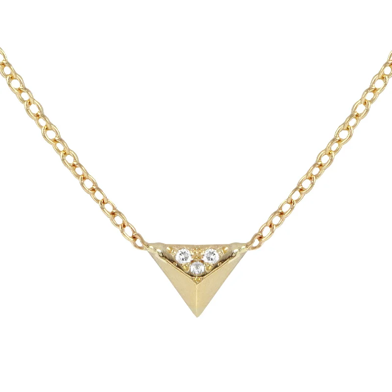 Ladies necklaces modern appeal-Tiny Pave Pyramid Necklace