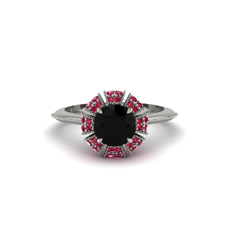 Ladies engagement rings proposal tips-Ruby Crown Halo Engagement Ring - Annie No. 54