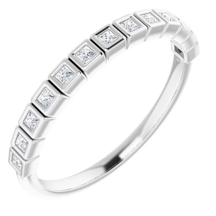 Ladies rings vintage charm-14K White 1/6 CTW Natural Diamond Anniversary Band