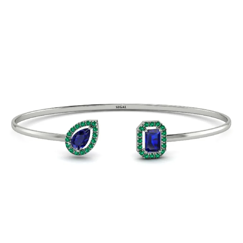 Ladies bracelets creative pieces-Geometric Pearl And Emerald Sapphire Bracelet - Catherine No. 30