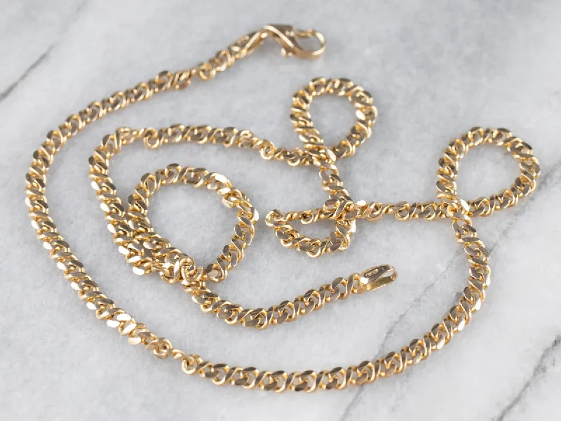 Ladies necklaces length guide-14K Yellow Gold Curb Chain Necklace