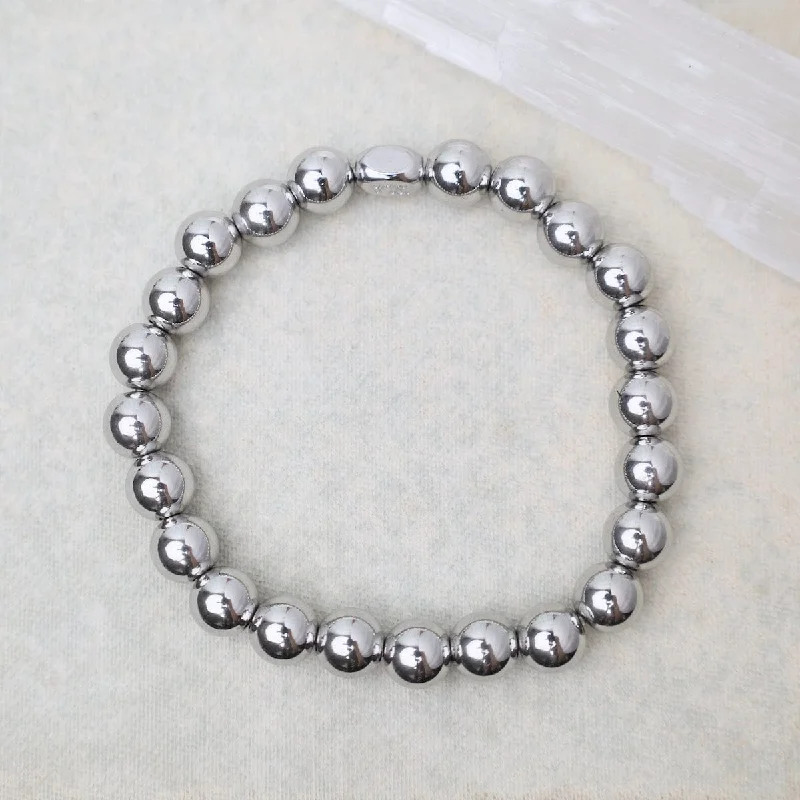 Ladies bracelets Mother’s Day-8mm Plain Ball Bracelet in Stainless Steel