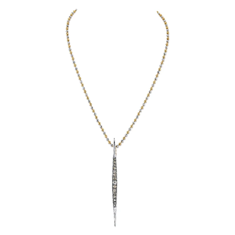 Ladies necklaces diamond accents-Mixed-Metal Vintage Spear Pendant Necklace