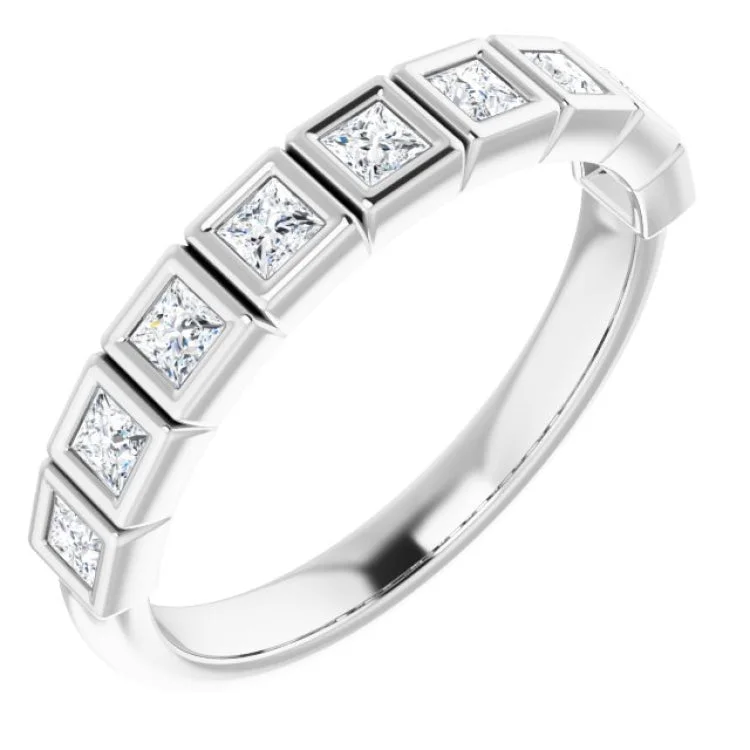 Ladies rings open patterns-14K White 1/2 CTW Natural Diamond Anniversary Band