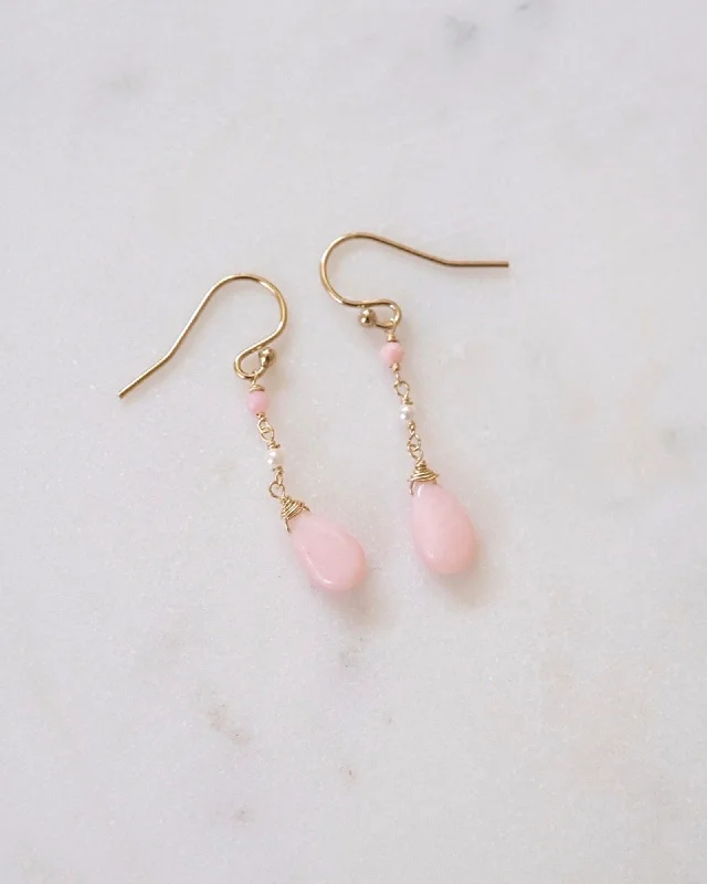 Ladies earrings bridal essentials-Pink Opal Elegant Earrings