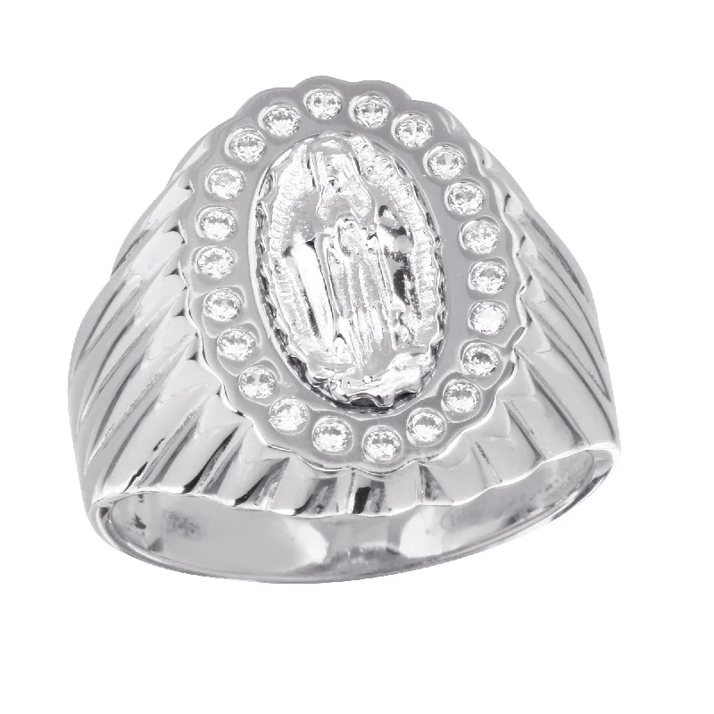 Ladies rings boho vibes-Rhodium Plated 925 Sterling Silver Guadalupe Ring with CZ - GMR00242RH