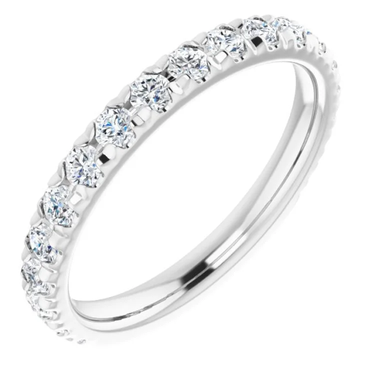 Ladies rings casual vibes-Platinum 3/4 CTW Natural Diamond French-Set Anniversary Band