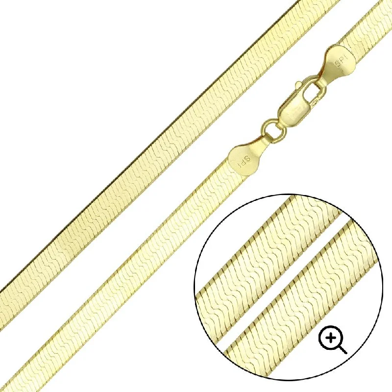 Ladies rings gold-plated-Gold Plated 925 Sterling Silver Herring Bone 060 Chain or Bracelet 5.5mm - CH384 GP