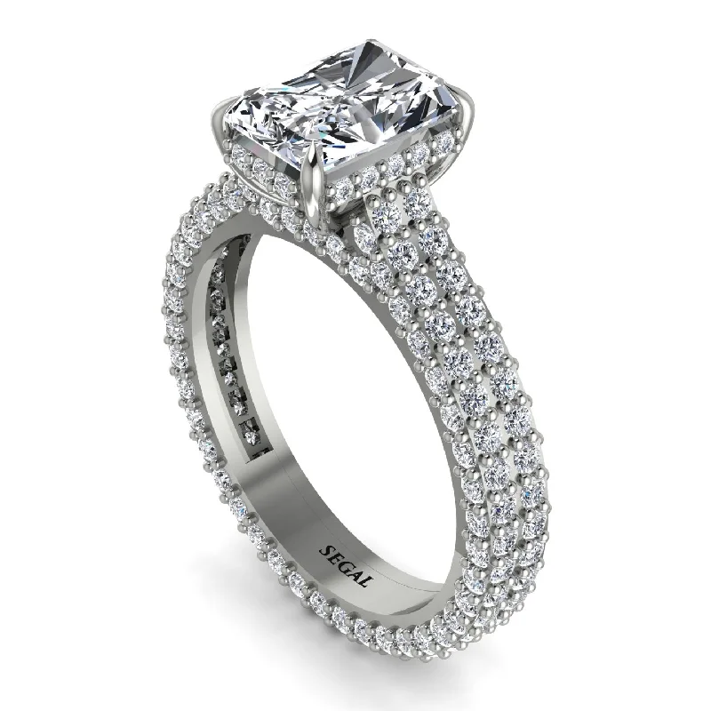 Ladies engagement rings upgrade ideas-Radiant Cut Diamond Pave Engagement Ring - Kenzie No. 3