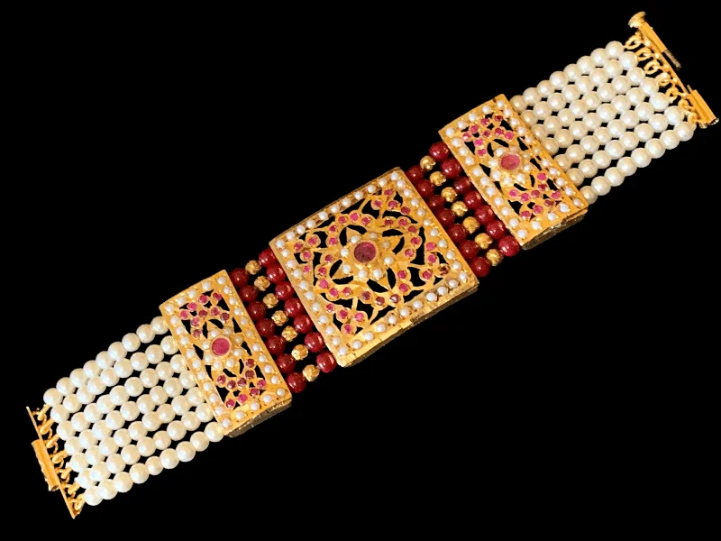 Ladies bracelets celebrity trends-B63 Saira jadau bracelet in ruby   ( SHIPS IN 4 WEEKS )