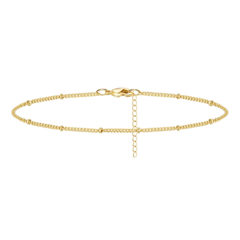 Ladies bracelets care advice-Dainty 14k Gold Adjustable Ankle Bracelets- Satellite