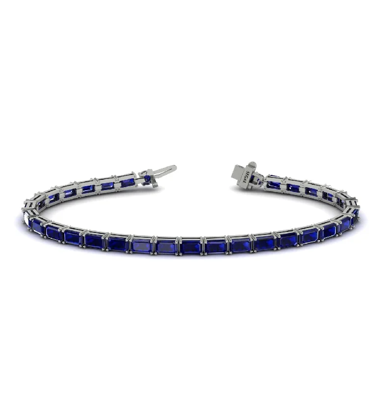 Ladies bracelets subtle luxury-Emerald Cut Sapphire Tennis Bracelet - Rachel No. 15