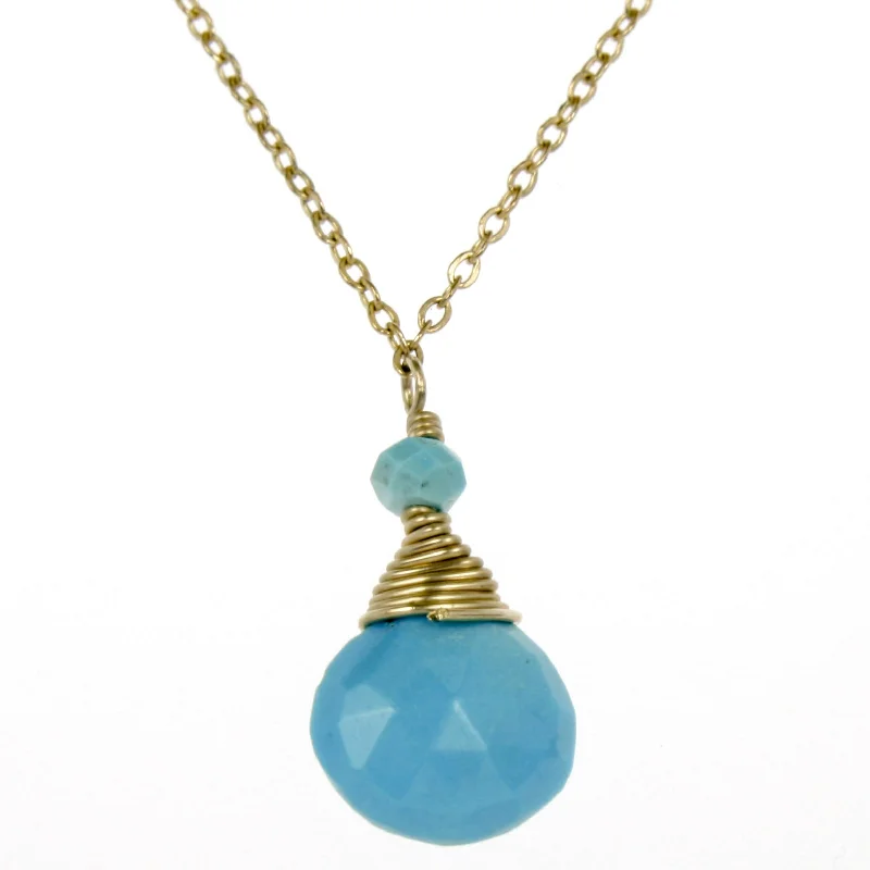 Ladies necklaces latest styles-Turquoise One Drop Necklace