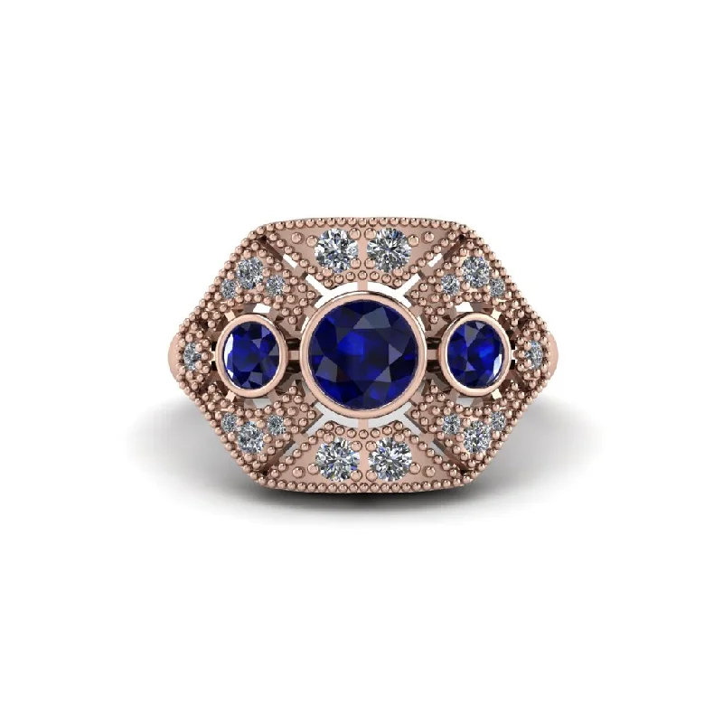 Ladies engagement rings buying advice-Sapphire Art Deco Geometric Engagement Ring - Haven No. 14