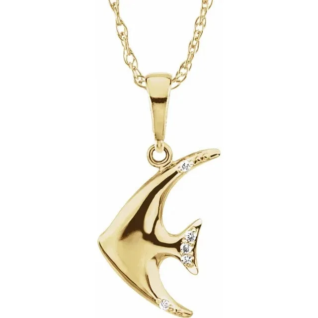 Ladies necklaces Asian styles-Diamond Angel Fish Necklace