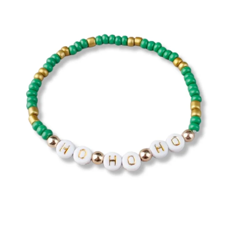 Ladies bracelets synthetic jewels-HO HO HO Holiday Beaded Friendship Stretch Bracelets