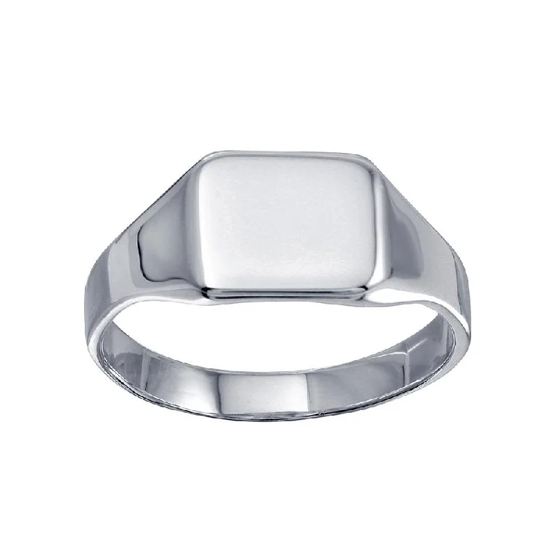 Ladies rings Christmas designs-High Polished 925 Sterling Silver Square Engravable Ring - SOR00033